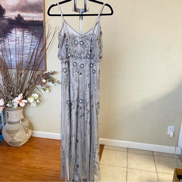 Adrianna Papell Floral Beaded Gown Serenity Multi size 4 - Picture 8 of 16